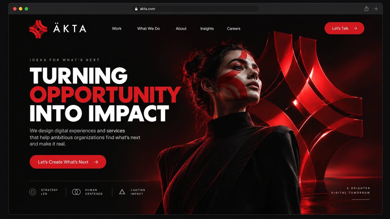 ÄKTA. Website hero, Turning Opportunity Into Impact