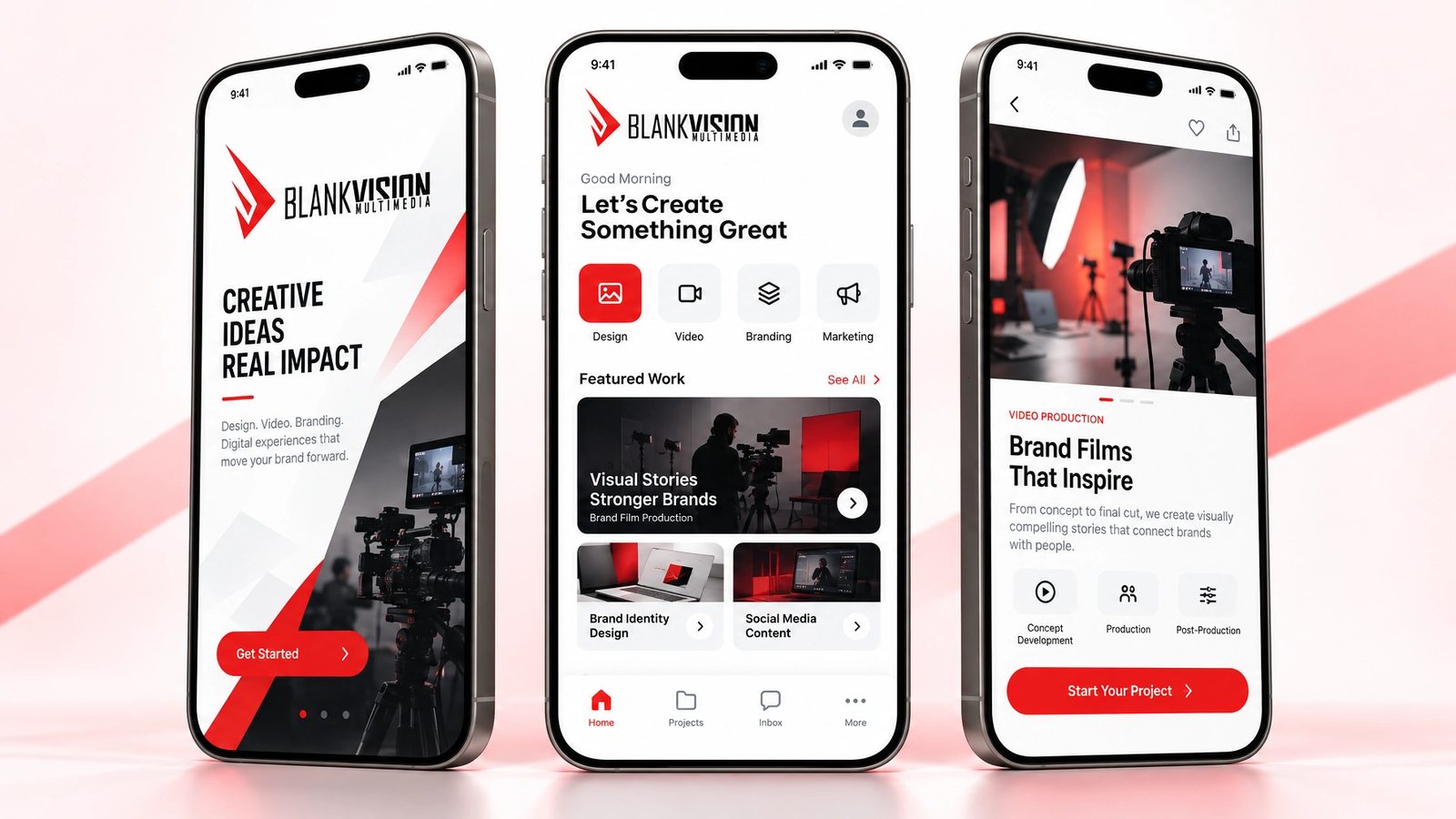 Blank Vision. Mobile app screens