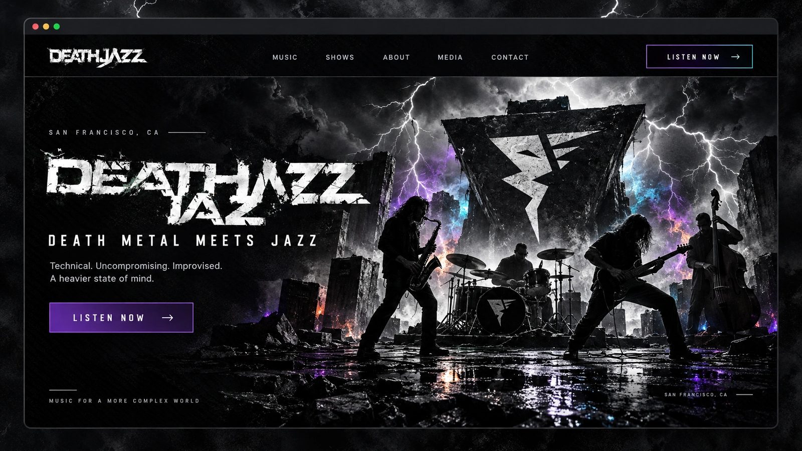 DeathJazz. Website hero