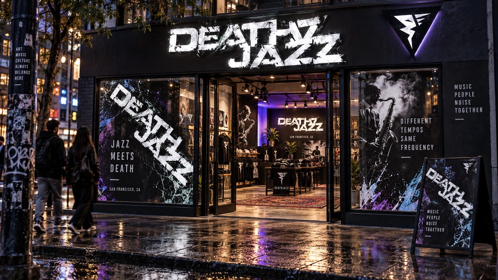 DeathJazz. Venue signage