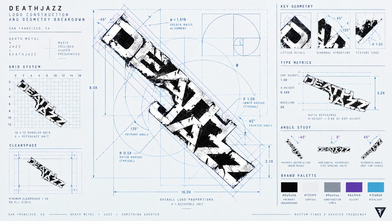 DeathJazz. Logo construction grid