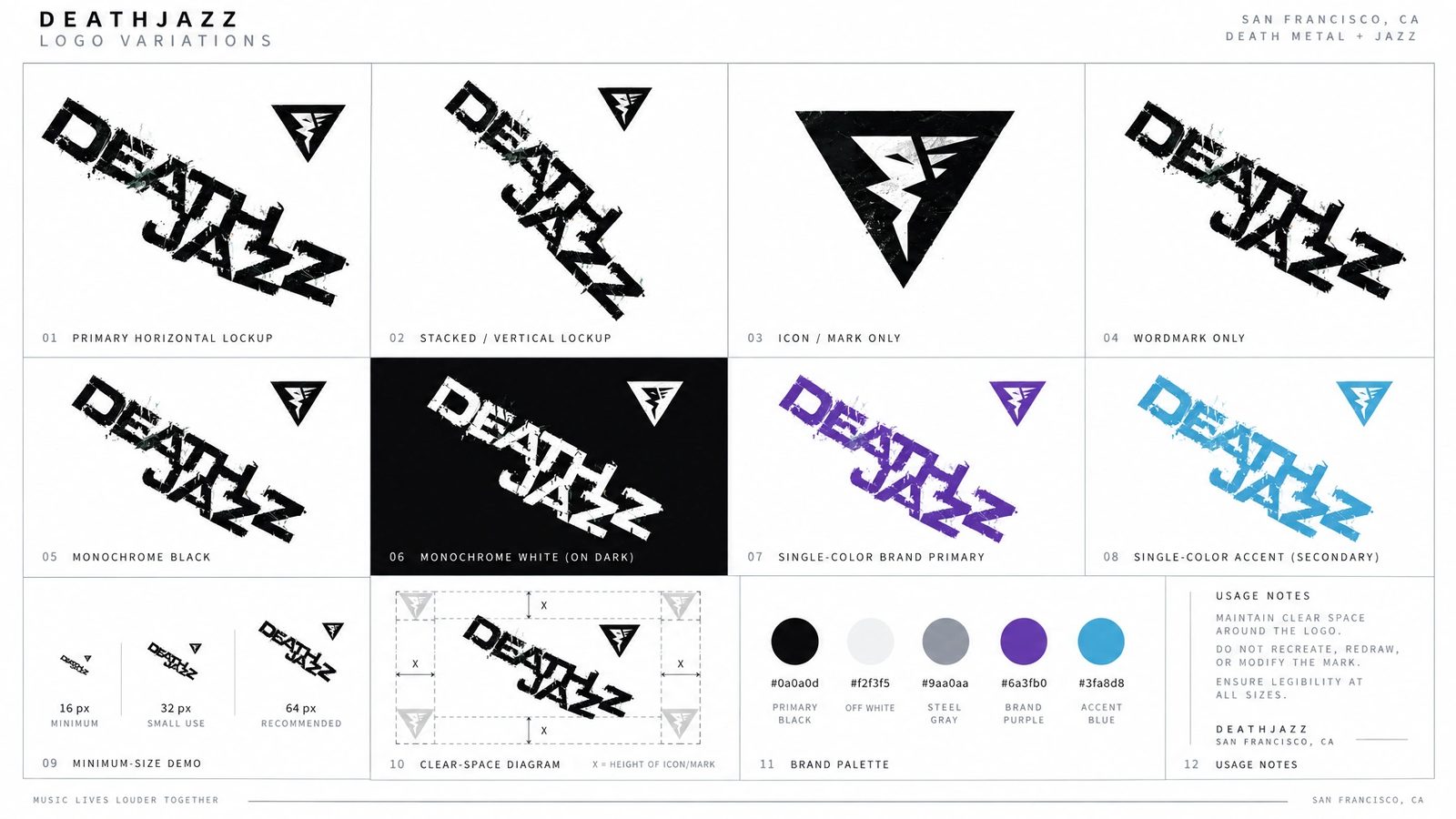 DeathJazz. Logo variations sheet