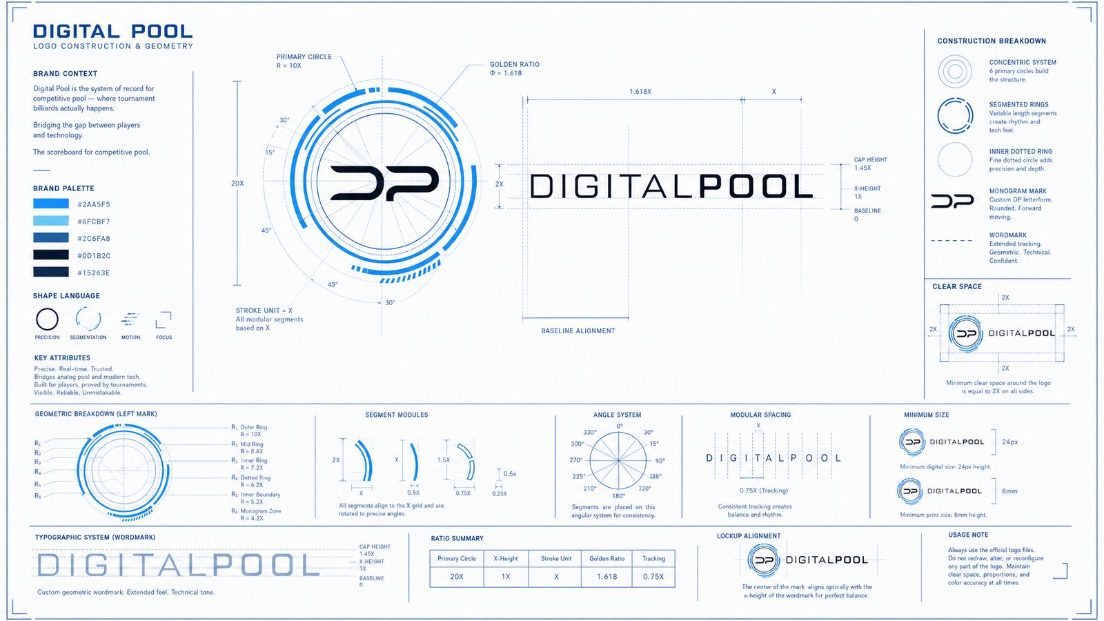 Digital Pool. Logo construction grid