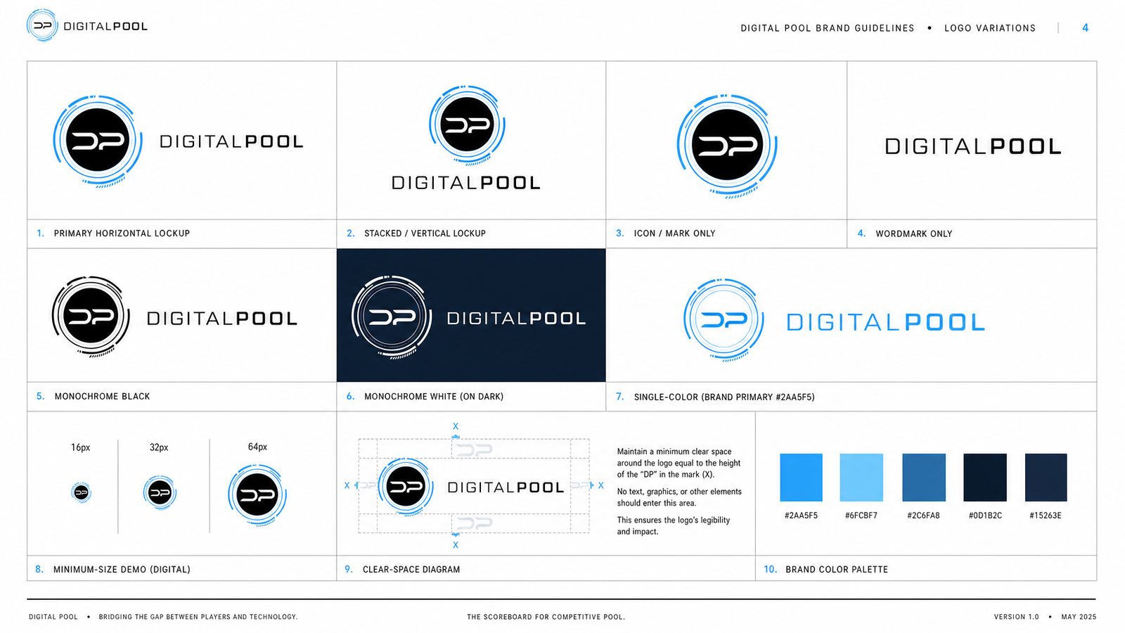 Digital Pool. Logo variations sheet