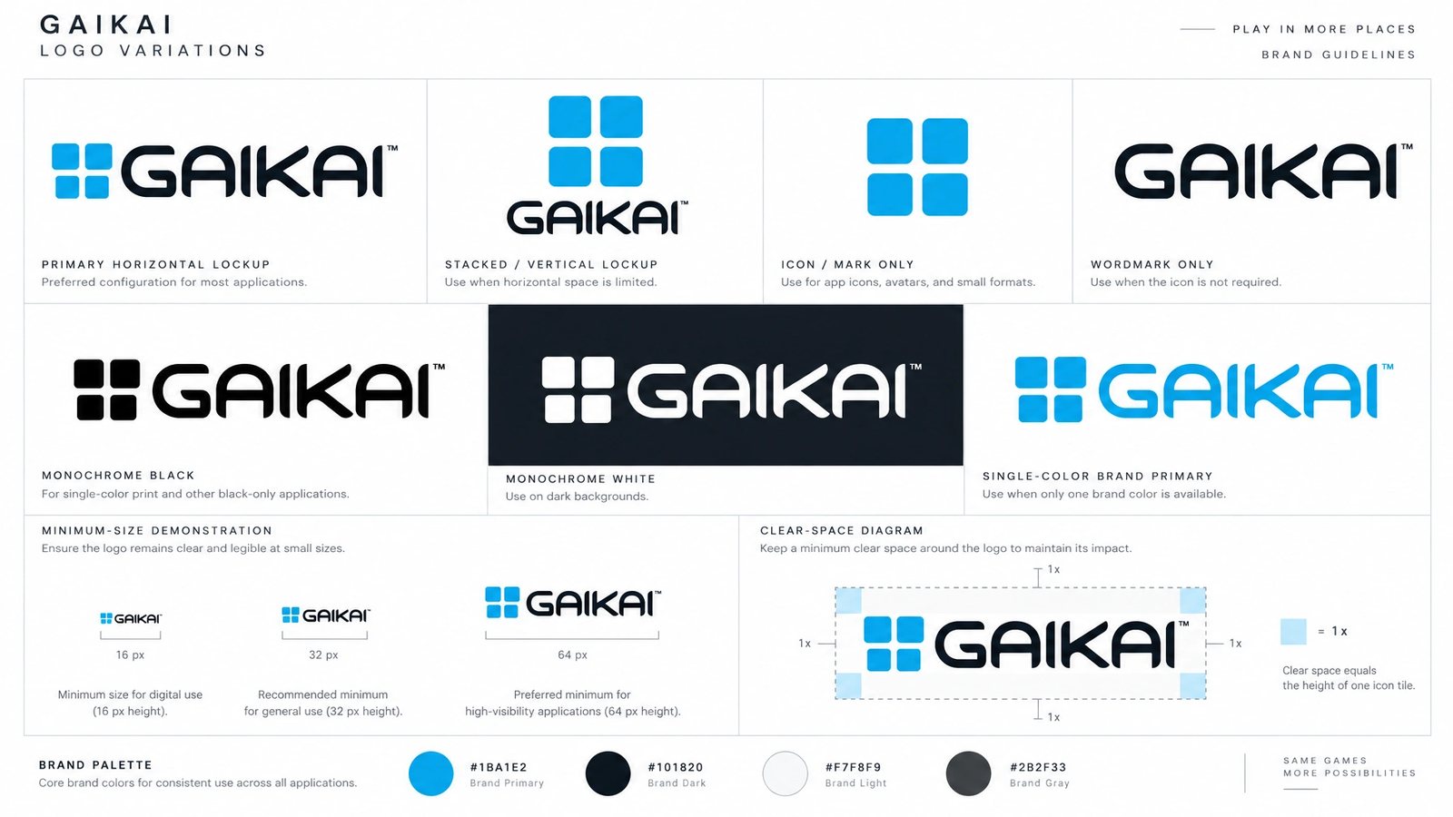 Gaikai. Logo variations sheet