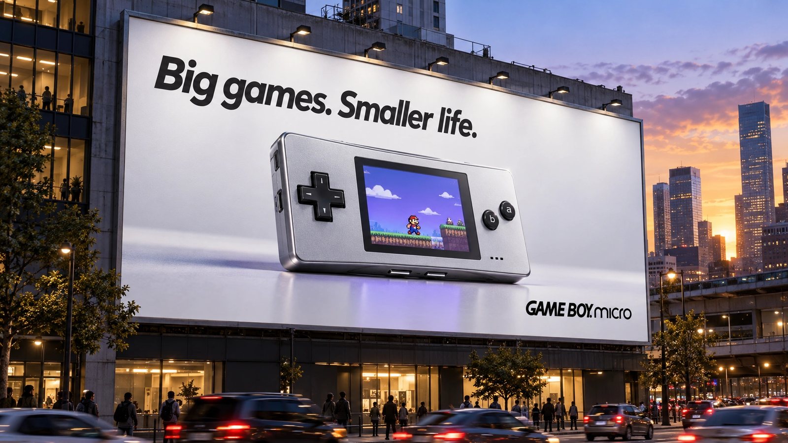 Game Boy Micro. Billboard, Big games. Smaller life.