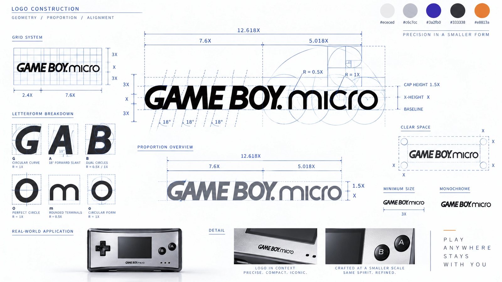 Game Boy Micro. Logo construction grid