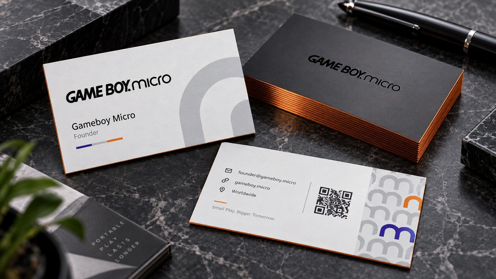 Game Boy Micro. Business cards
