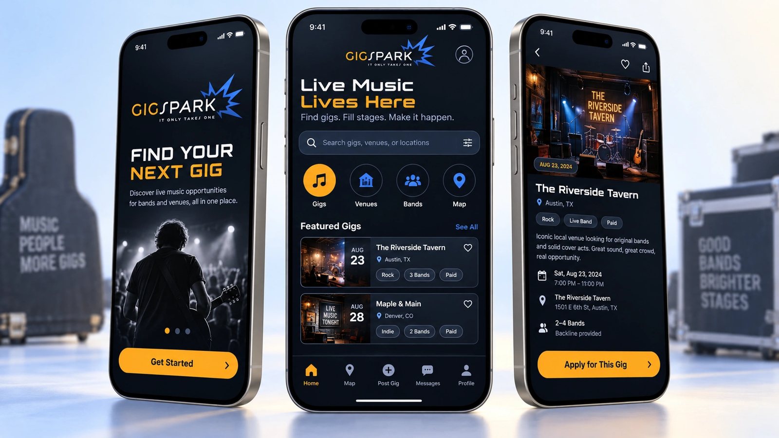 GigSpark. Mobile app screens