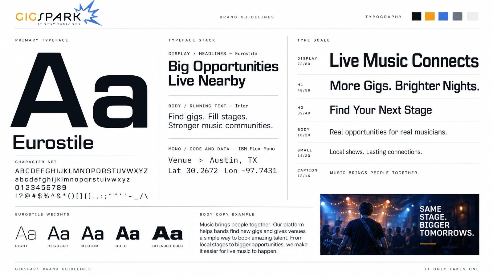 GigSpark. Typography specimen