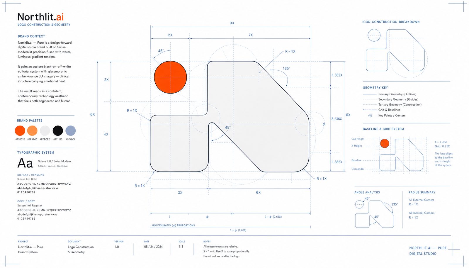 Northlit. Logo construction grid